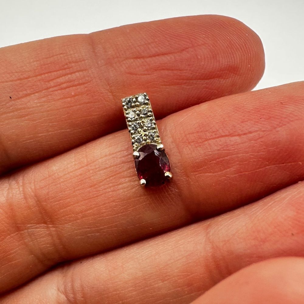 Genuine ruby and cz stud earrings in sterling silver!‎ - Picture 4 of 10